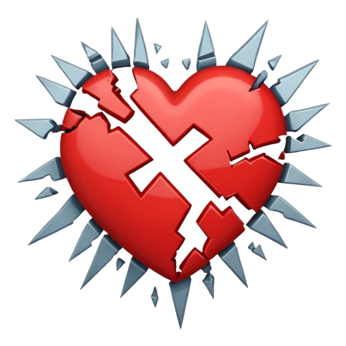 Heart slammed into the ground, cracks + shockwave sticker