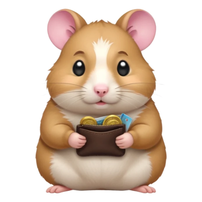 cartoon-style hamster melancholy expression opening his coin purse to showcase he's poor with empty pockets sticker