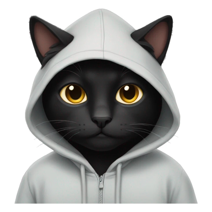 Black cat wearing hoodie sticker