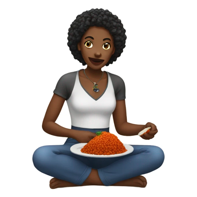 black woman eating jollof sticker