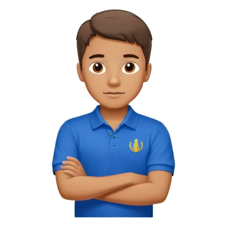 boy counselor in blue polo at camp in russia sticker