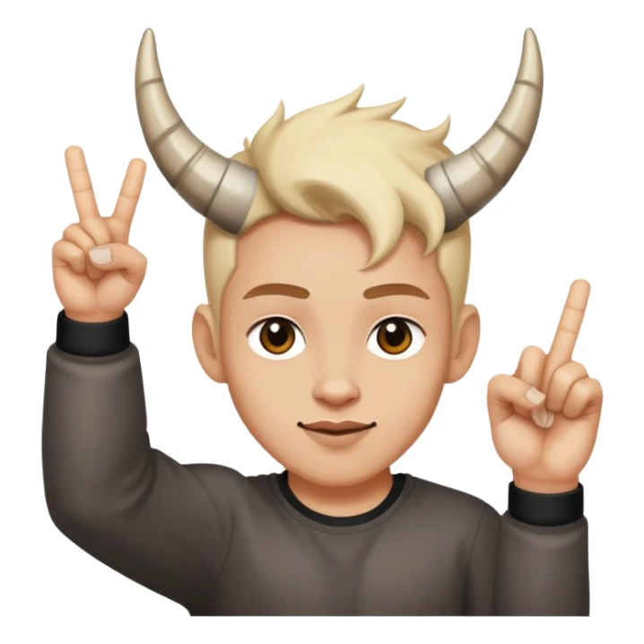Rock on hand sign with light skin tone, horns gesture sticker