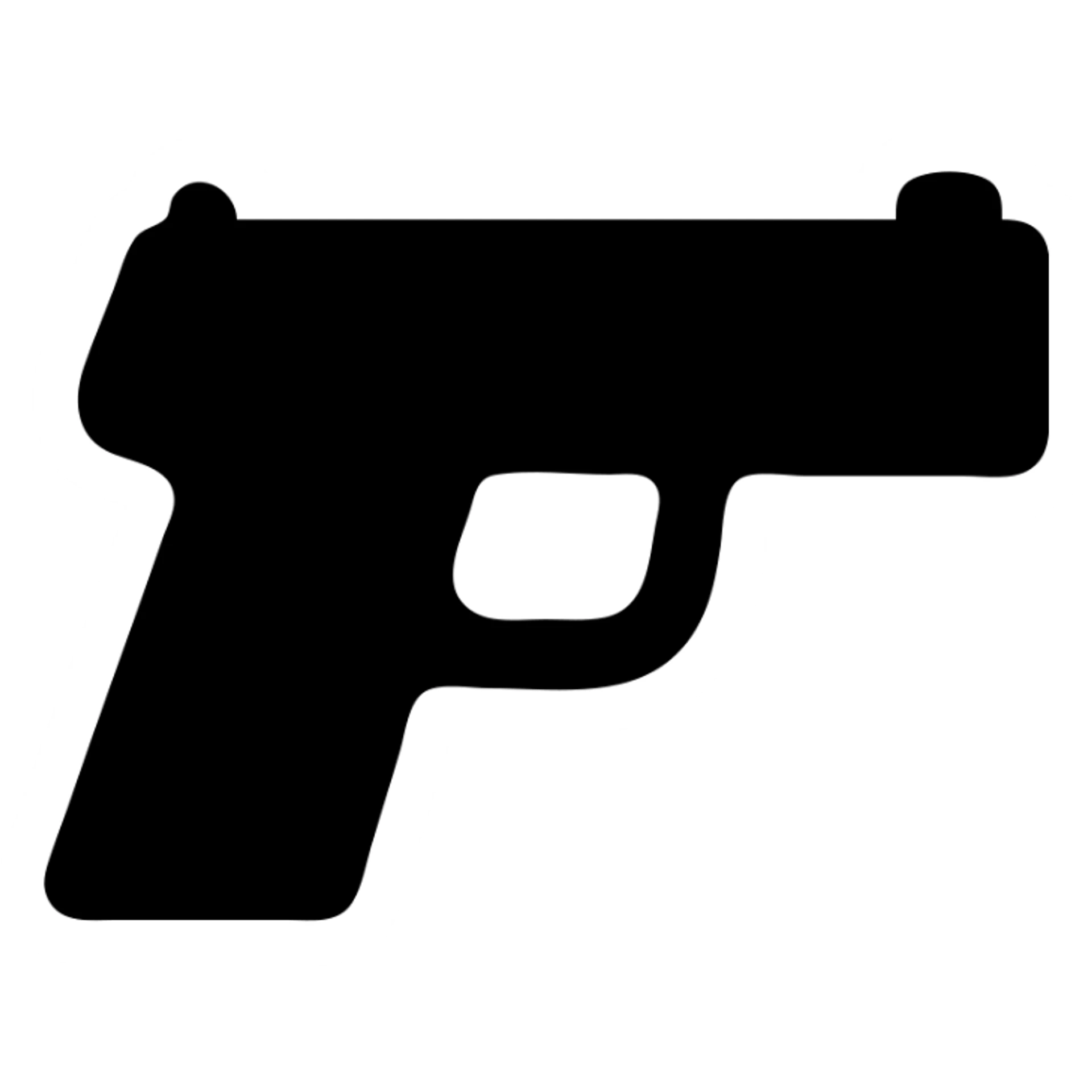 A solid black and white drawing of a pistol sticker
