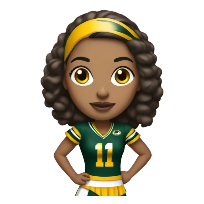 nfl cheerleader, brunette , Green Bay packer  sticker
