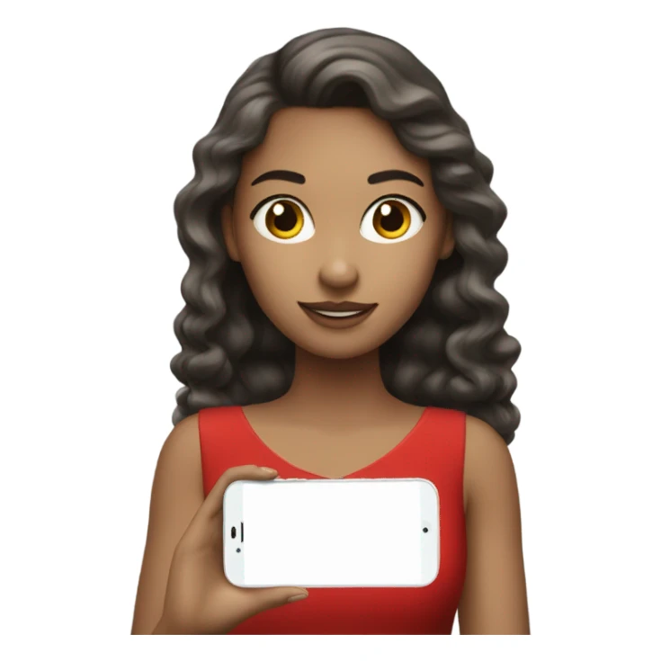 a light skin girl in red dress hold phone sticker