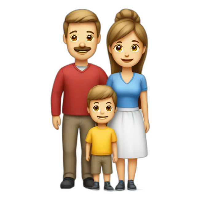 emoji danish family with mom, dad, kid sticker