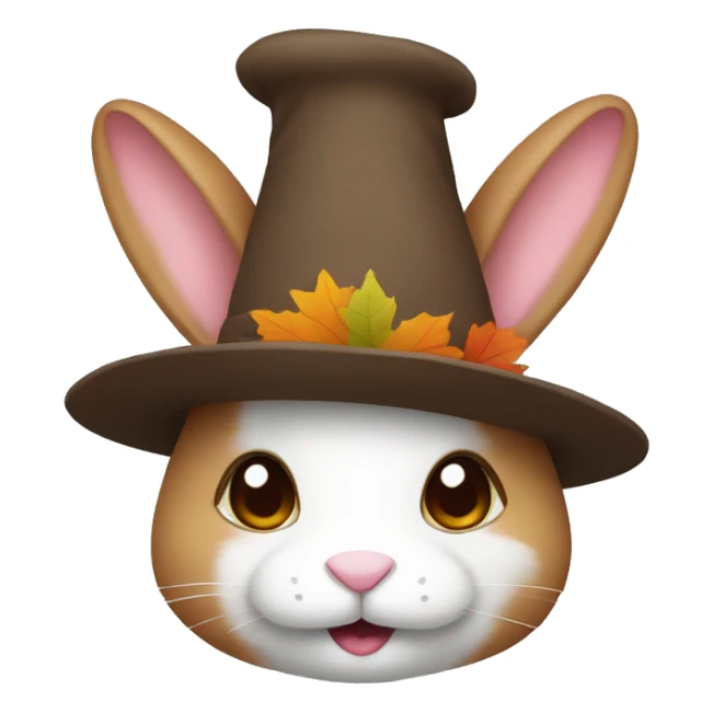 Bunny wearing Thanksgiving hat sticker