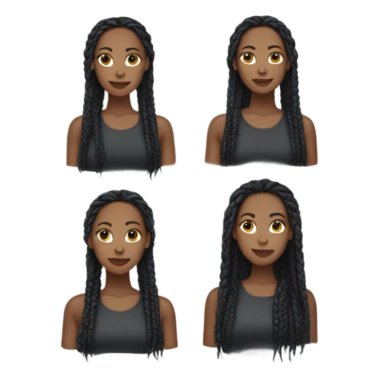black woman with black down braids and top sticker