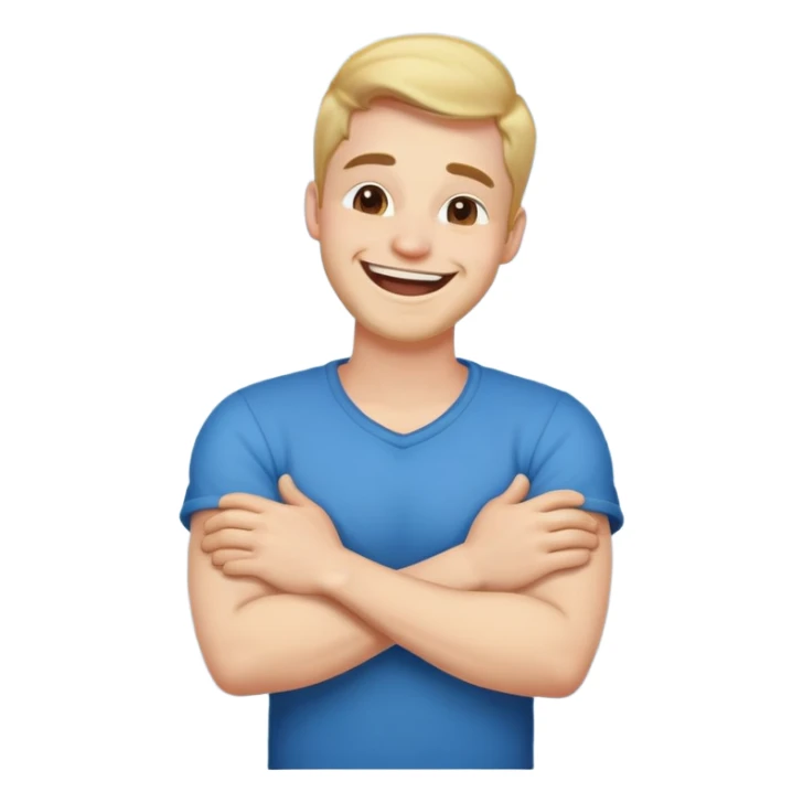 arms crossed holding neck laughing guy sticker