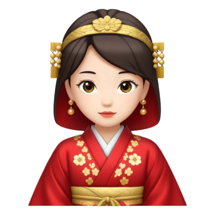 Japanese Princess with in red ceremonial robe kimono sticker