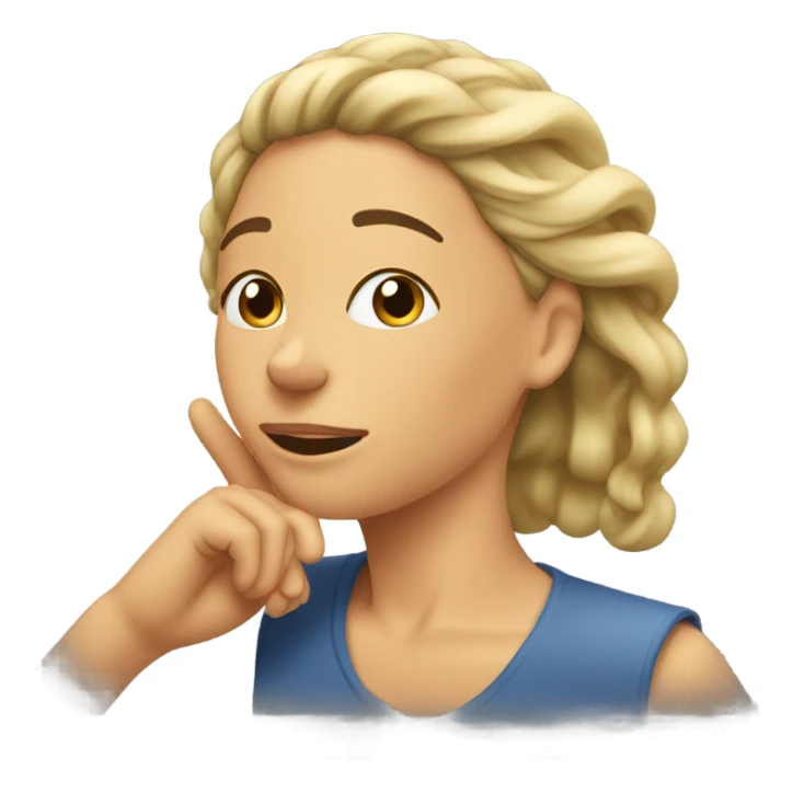 Lady tucking hair behind ear sticker