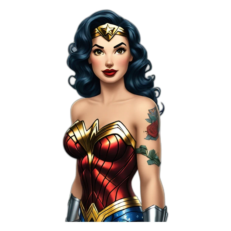 Wonder Woman en pinup avec des tatouages  sticker