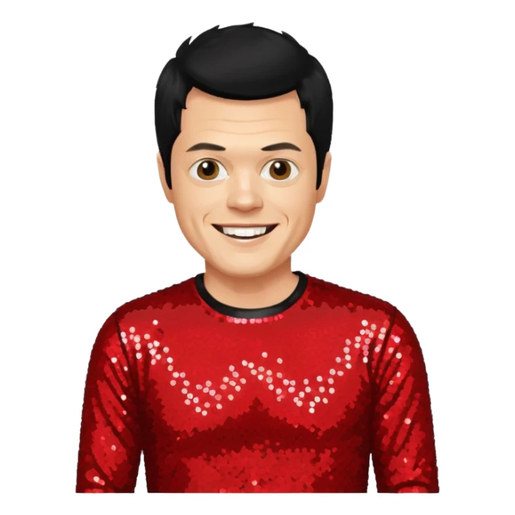 Johnny Knoxville from Jackass with black hair, red sequin outfit sticker