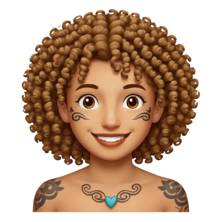 curly haired and face tattoed person with a unique face sticker