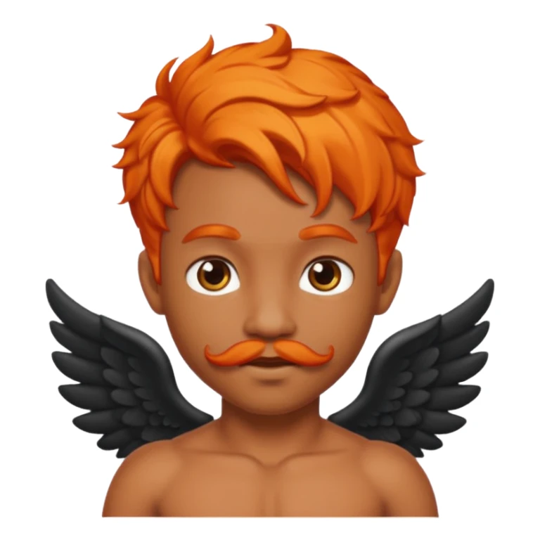 Black cupid with orange hair and mustache sticker