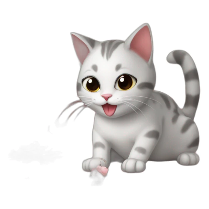 cat eating sweet cake on the floor with rats sticker