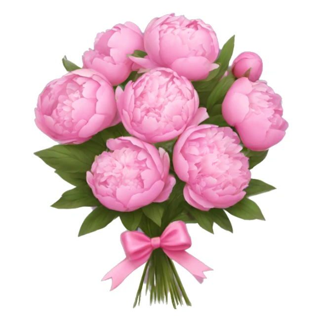 a bouquet of peonies with a little coquette bow sticker