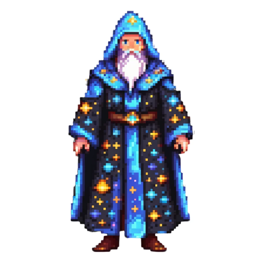 cosmic wizard with stars and galaxy robe sticker