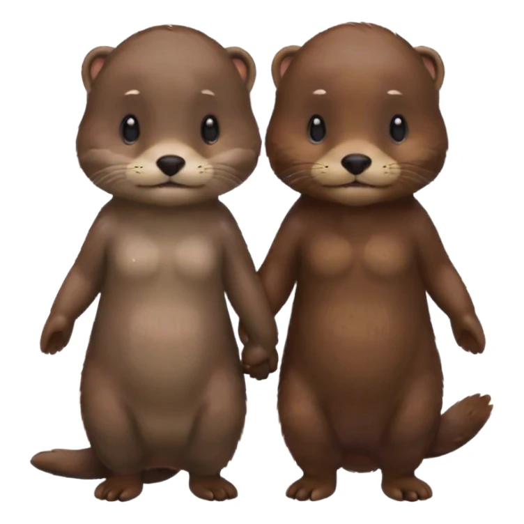 girl and boy otter holding hands sticker
