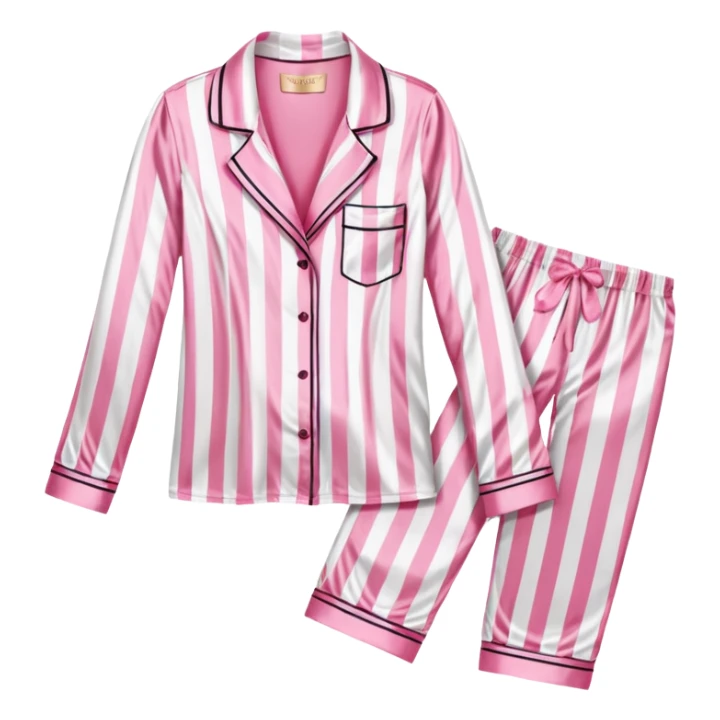 Striped pink and white silk Victoria’s Secret pajama set sticker