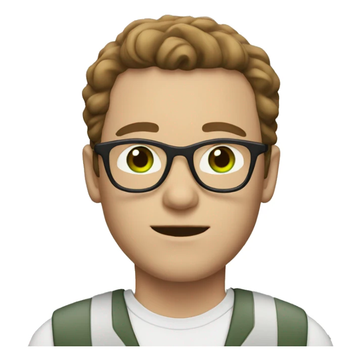 White man with brown hair with glasses and green eyes sticker