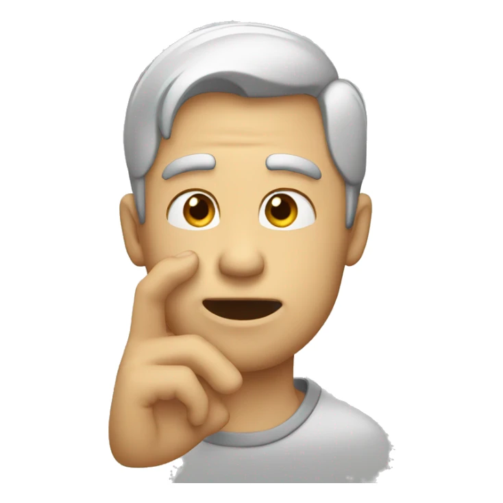 man with hand on face, looking to the right, with open mouth, wondering sticker