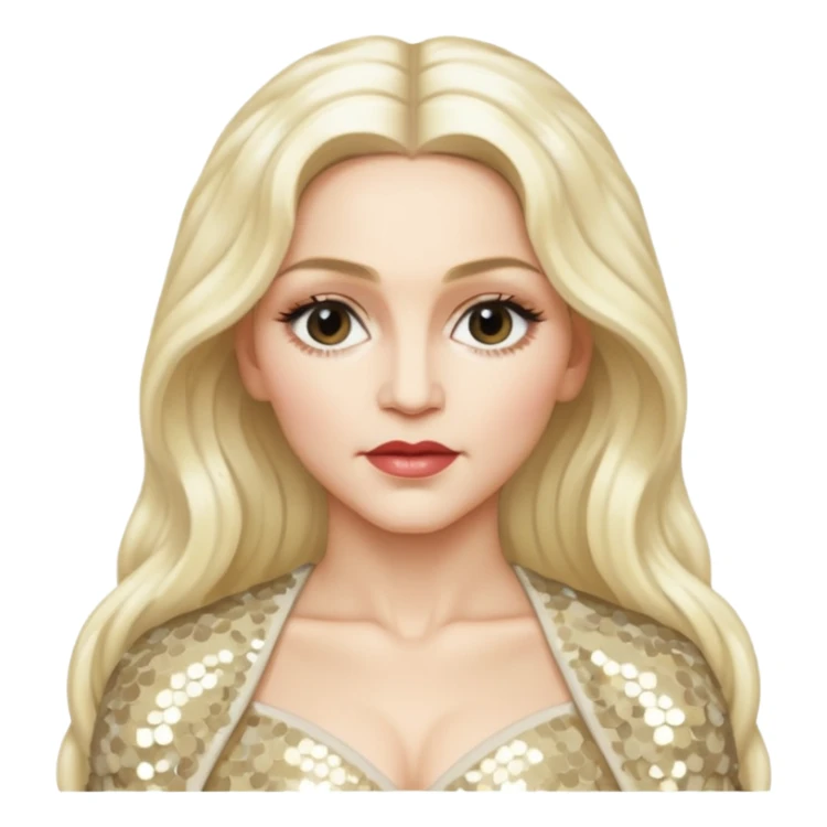 Madonna with long platinum blonde hair, ivory sequin outfit  sticker