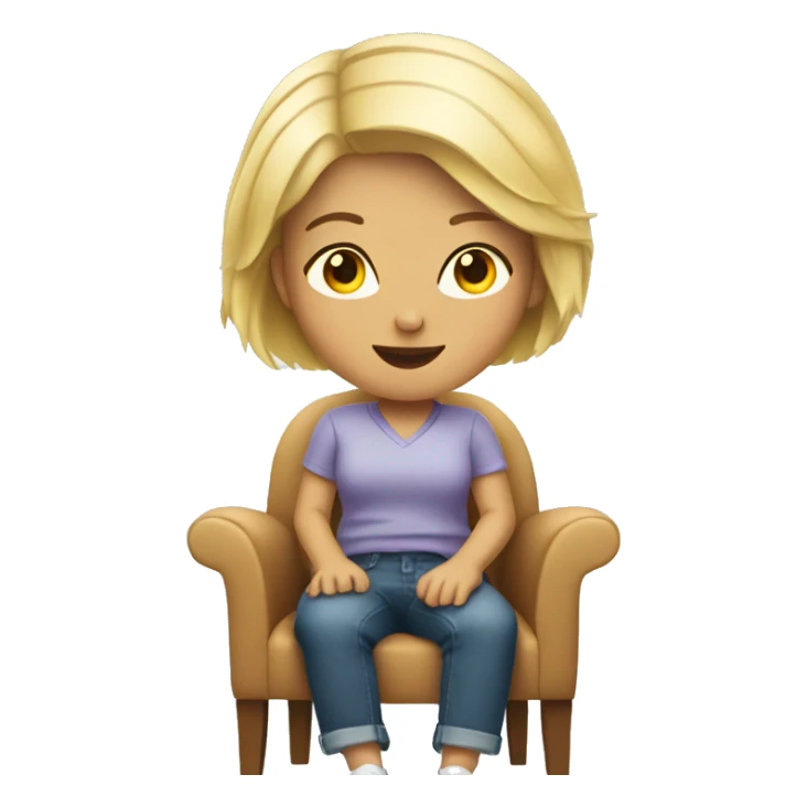 blonde girl with short hair sitting in chair sticker