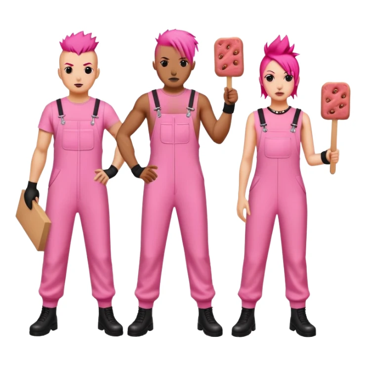 punk artists in pink jumpsuits picketing for spam meat is art sticker