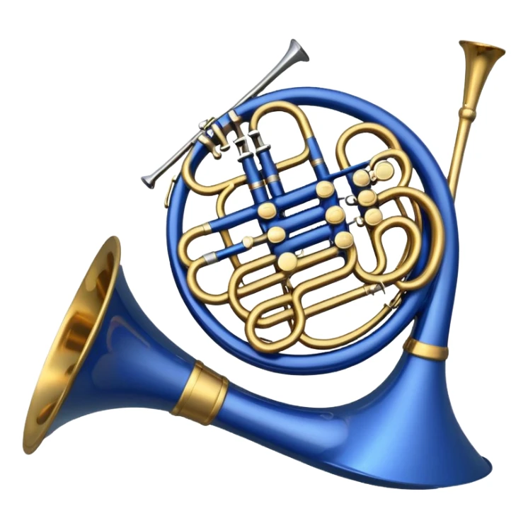 Blue french horn her tarafı mavi sarı detaylar olmadan sticker
