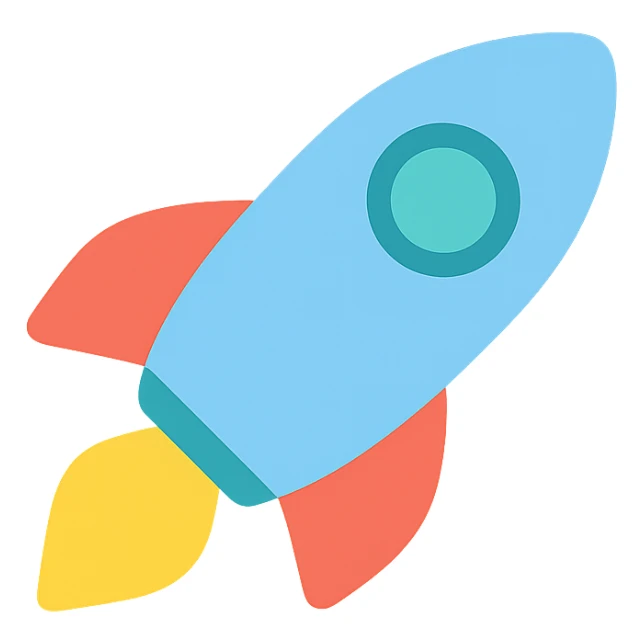Vector minimalistic icons of rocket sticker