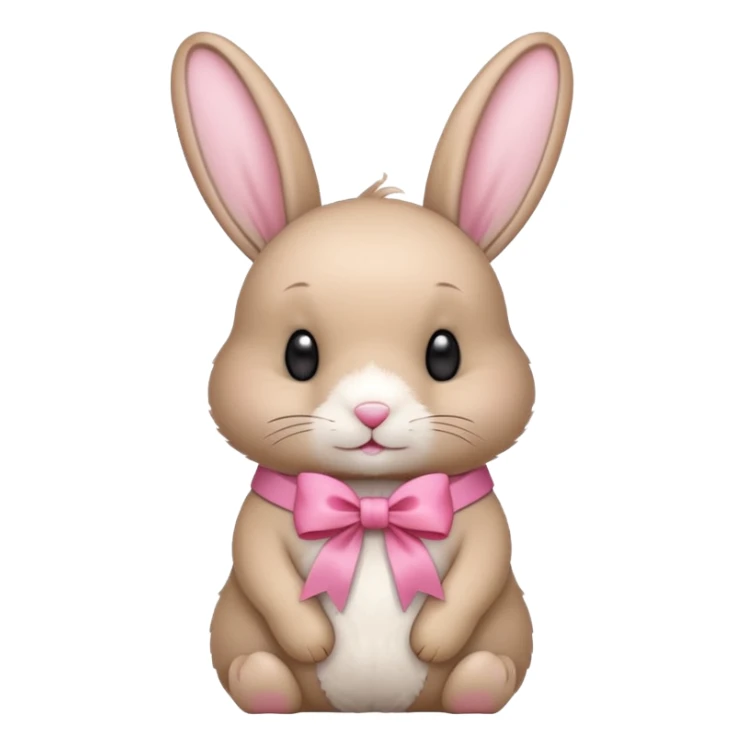 a beige rabbit with a pink ribbon on its neck sticker