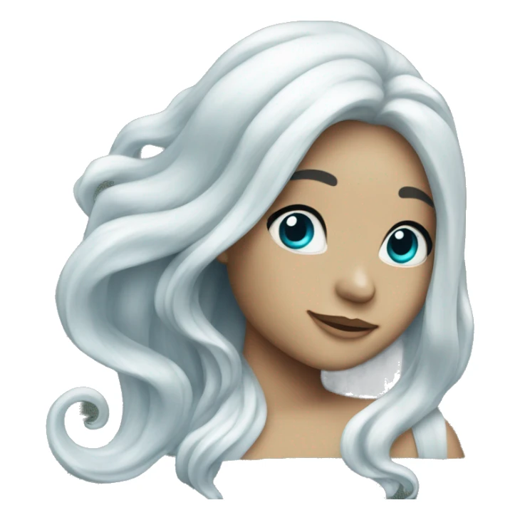 Mermaid with long white hair and silver tail sticker