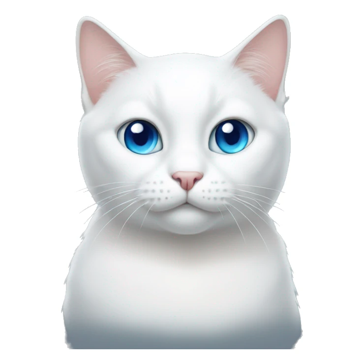 White cat without ears and blue eyes  sticker
