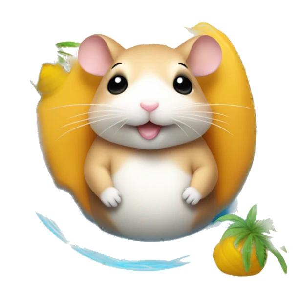 hamster in hotel minimalista con piscina relax sticker