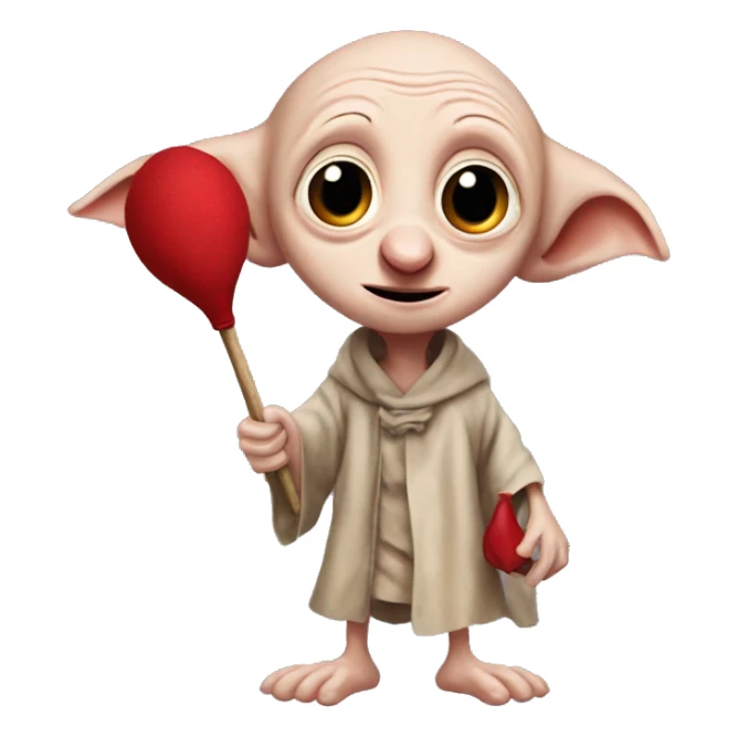 Dobby holds a red sock in his hand sticker