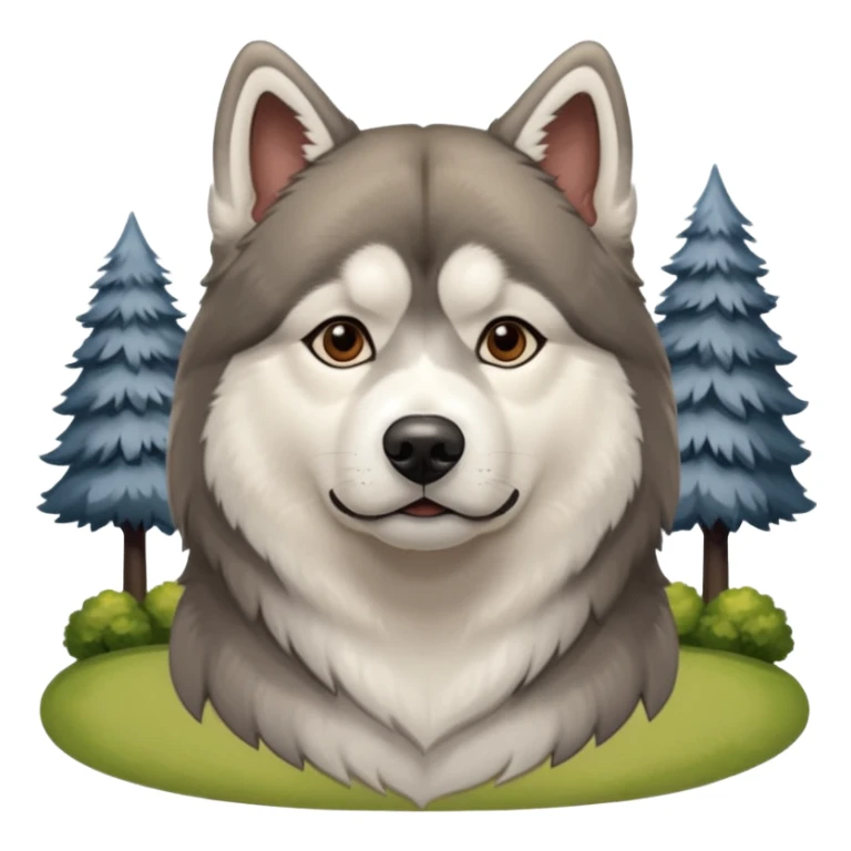 Alaskan Malamute dog, park, people sticker