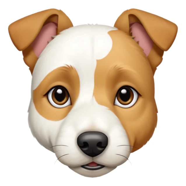 a full body facing front on of a buff white parson russell terrier looking dog the size of a kelpie with light brown long ears resting on its face and a light brown patch above one eye and a large snout. the rest of the dog is completely white.  sticker
