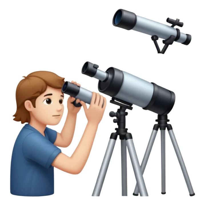 person stargazing with a telescope sticker