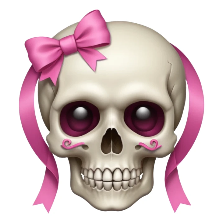 A skull with a small pink ribbon on the side of its head sticker