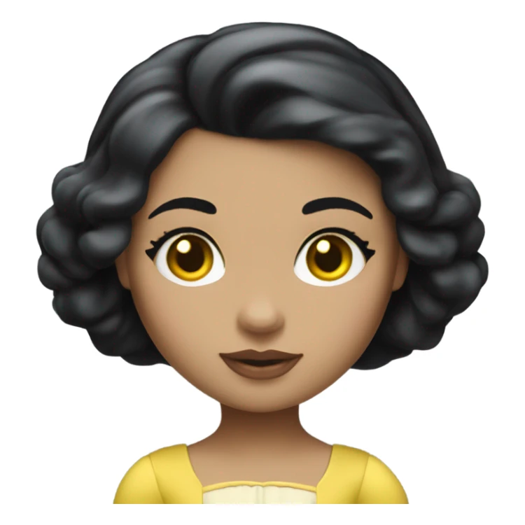 princess Snow White, black color. Doll eyes and medium yellow skin sticker