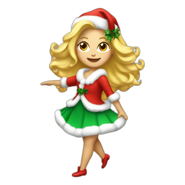 dansing blonde woman in christmas dress full body sticker