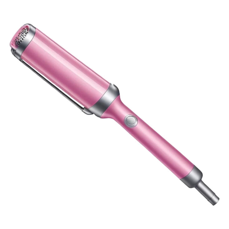Pink Dyson Airwrap styling wand, long silver cylindrical barrel with rounded curling attachment, glossy pink body, silver accents, realistic sticker