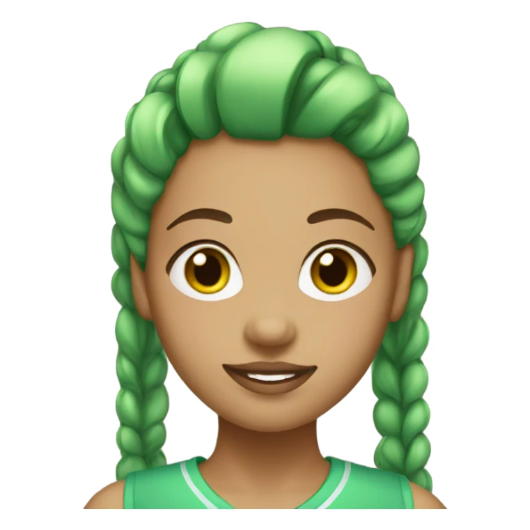 light skin girl with green ponytail  sticker