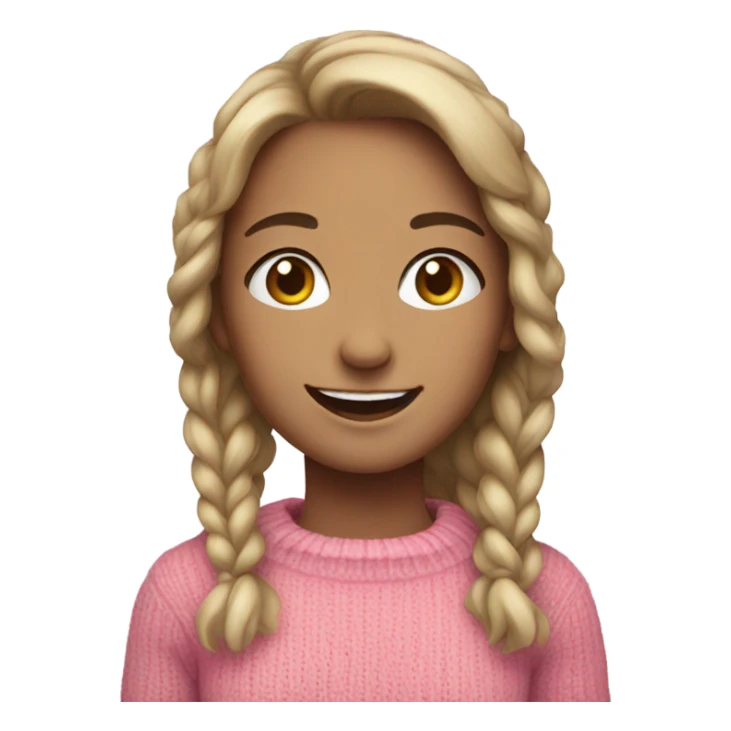 smiling girl in pink sweater sticker