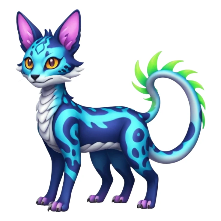 Neon Vibrant Pulsating Trail-glowing Chromatic Trico-Serval-Absol-Silvally-Dragon-Snake-fusion-hybrid sticker