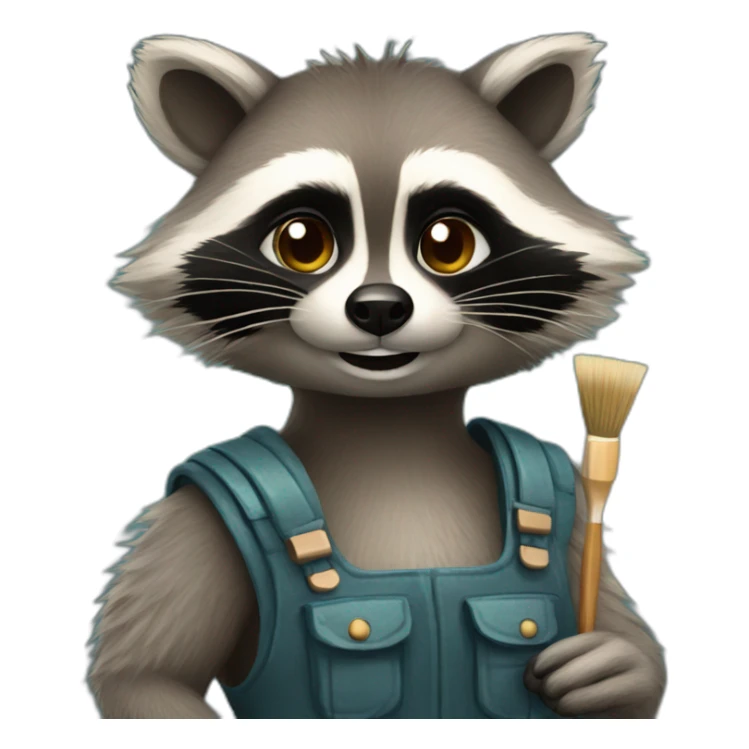 raccoon with  brush and palette sticker