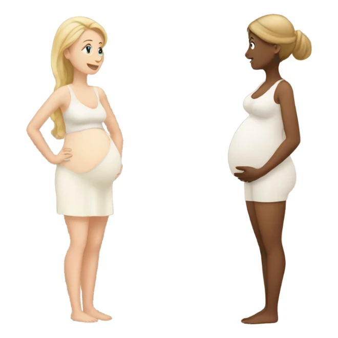2 pregnant women talking - one white and one tan sticker