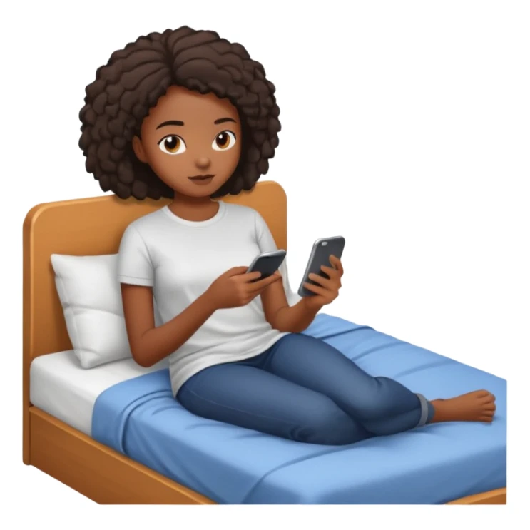black girl texting on bed sticker