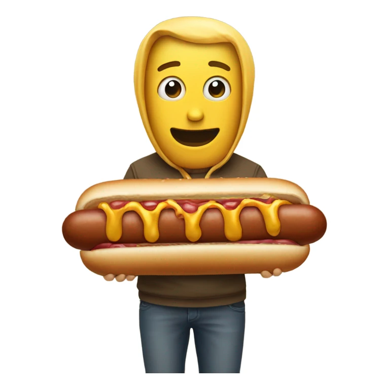 emoji with a hotdog attached to his waist  sticker